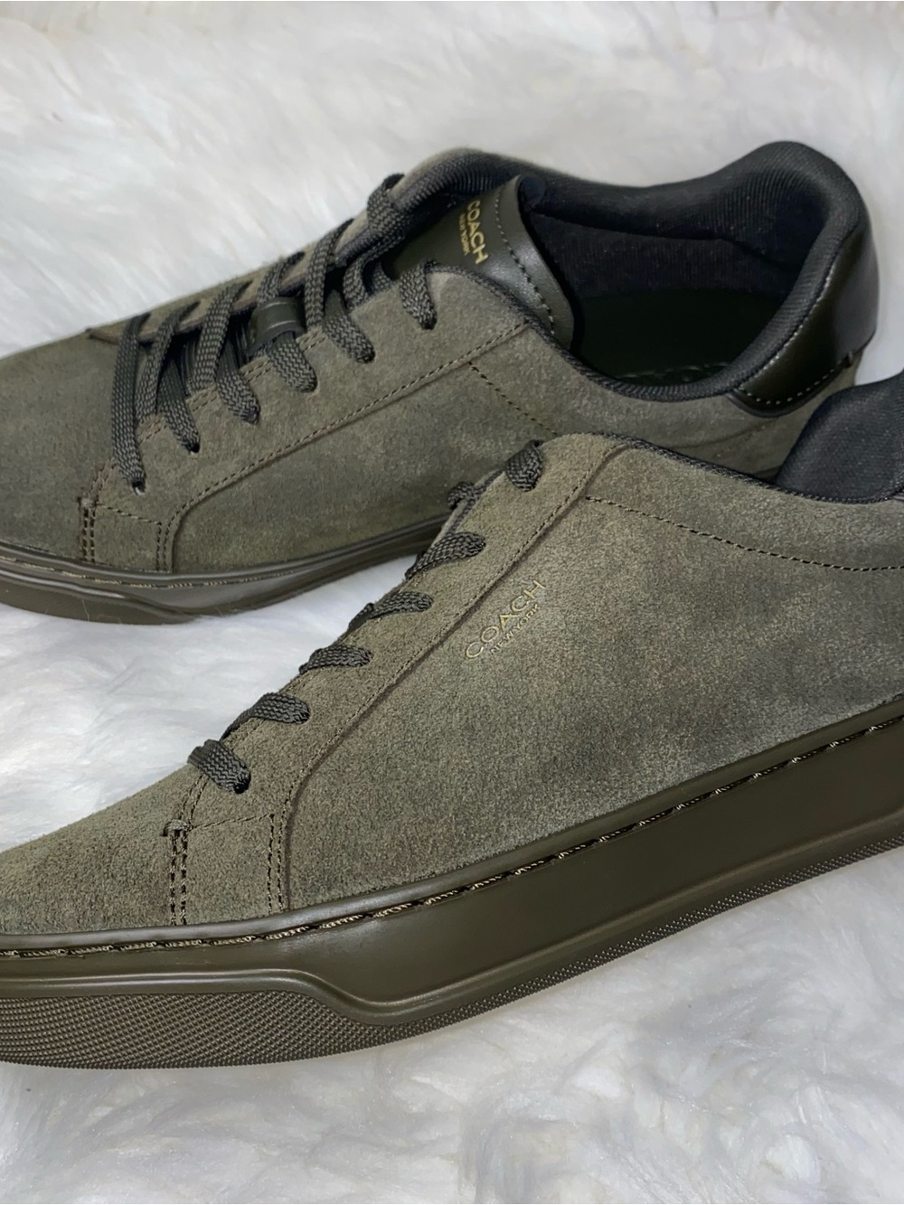 Coach High Line Sneaker Suede size 9.5 woman New with box Olive color - Picture 7 of 10